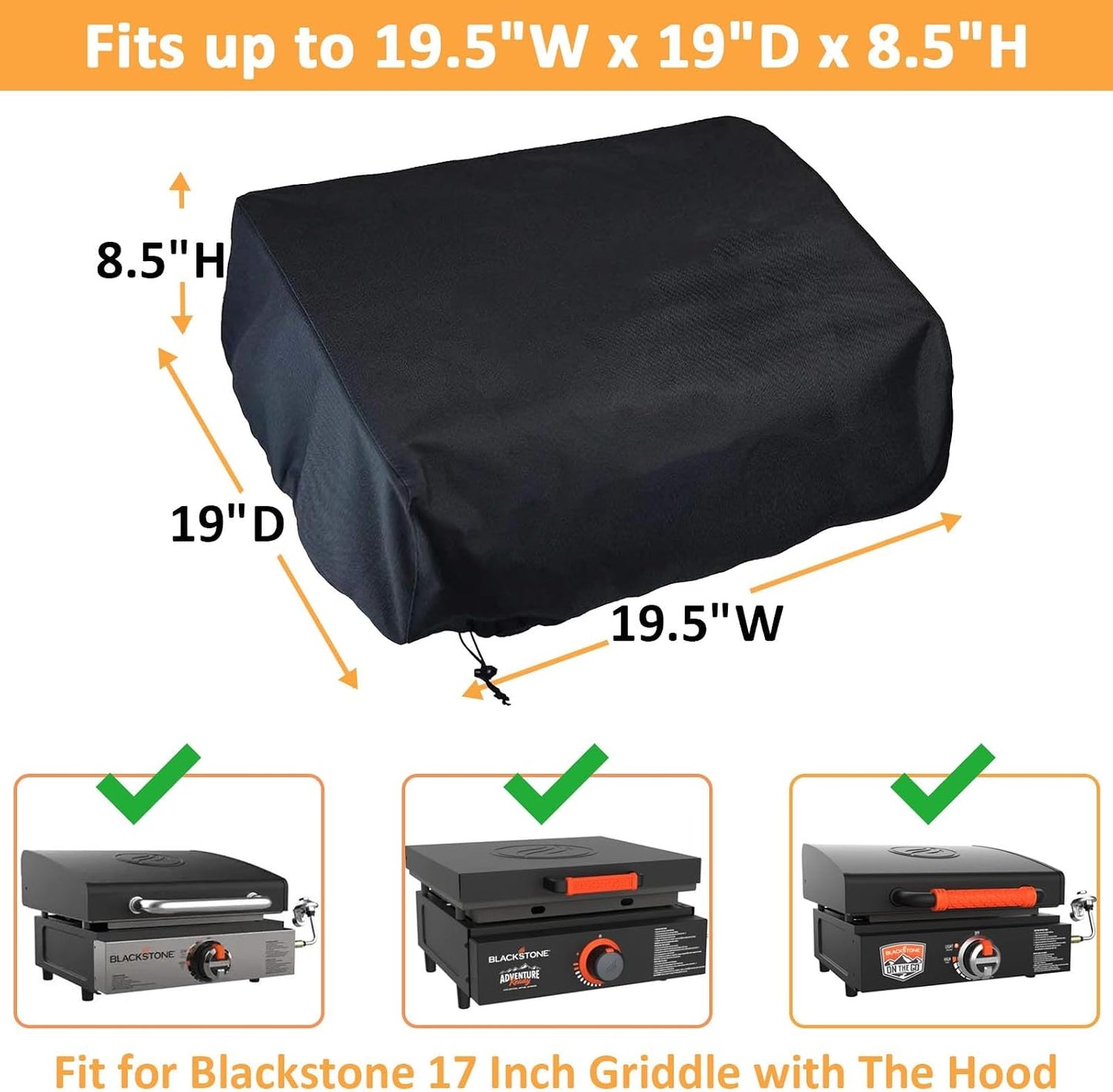 Cubierta parrilla Blackstone 17pulg capucha 600D impermeable