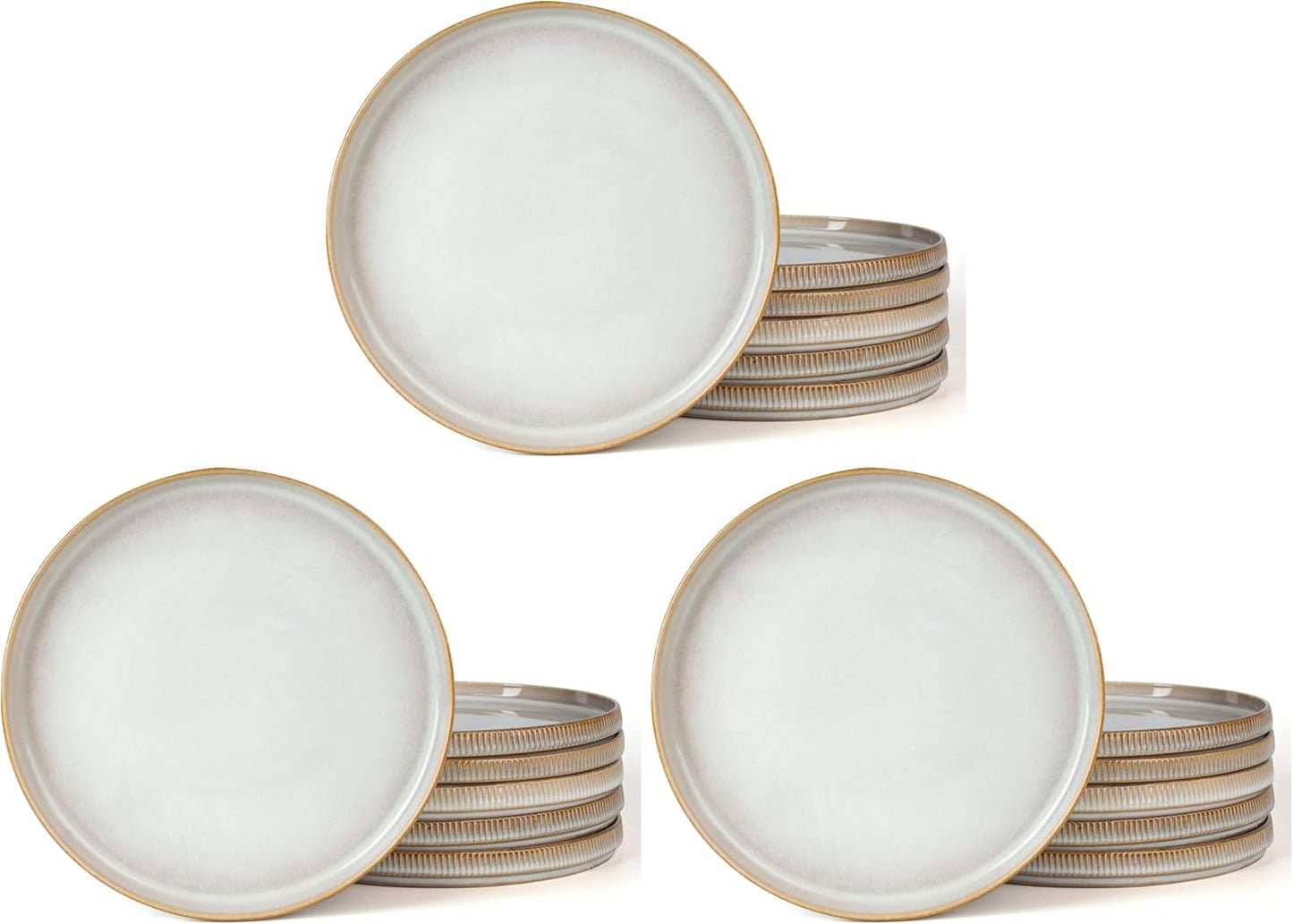 Set 3 Platos Llanos Cerámica 10pulg Resistente Blanco