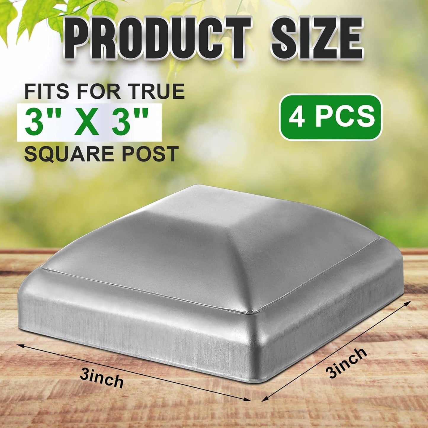 Tapas Metal Galvanizado para Poste Madera 3x3pulg