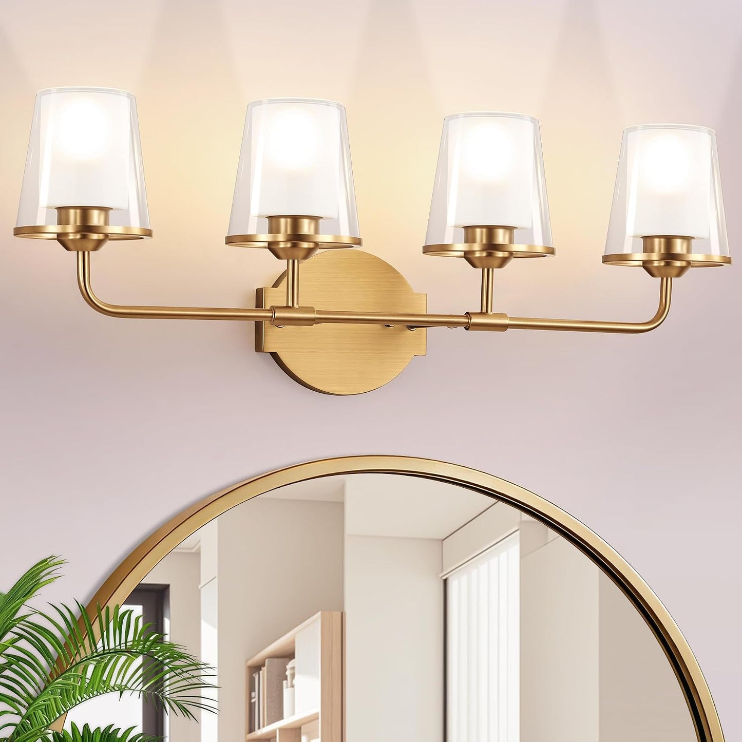 Lámpara baño 4 luces aplique vintage vidrio doble capa