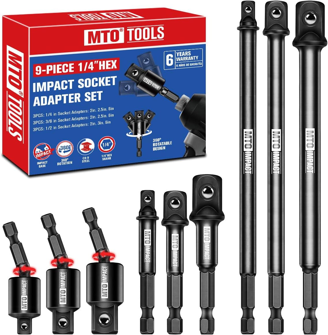 Juego adaptadores taladro impacto universal 1/4-1/2 pulg