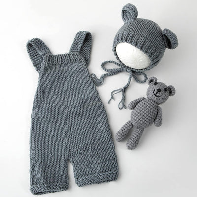 Kit accesorios foto recién nacido gorro oso mameluco disfraz