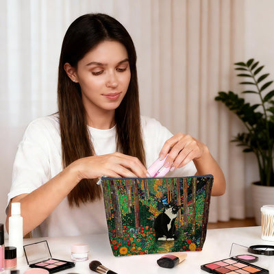 Bolsa maquillaje Navidad con cremallera para gatos