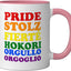 Taza Cerámica Multilingüe Rosa/Blanca