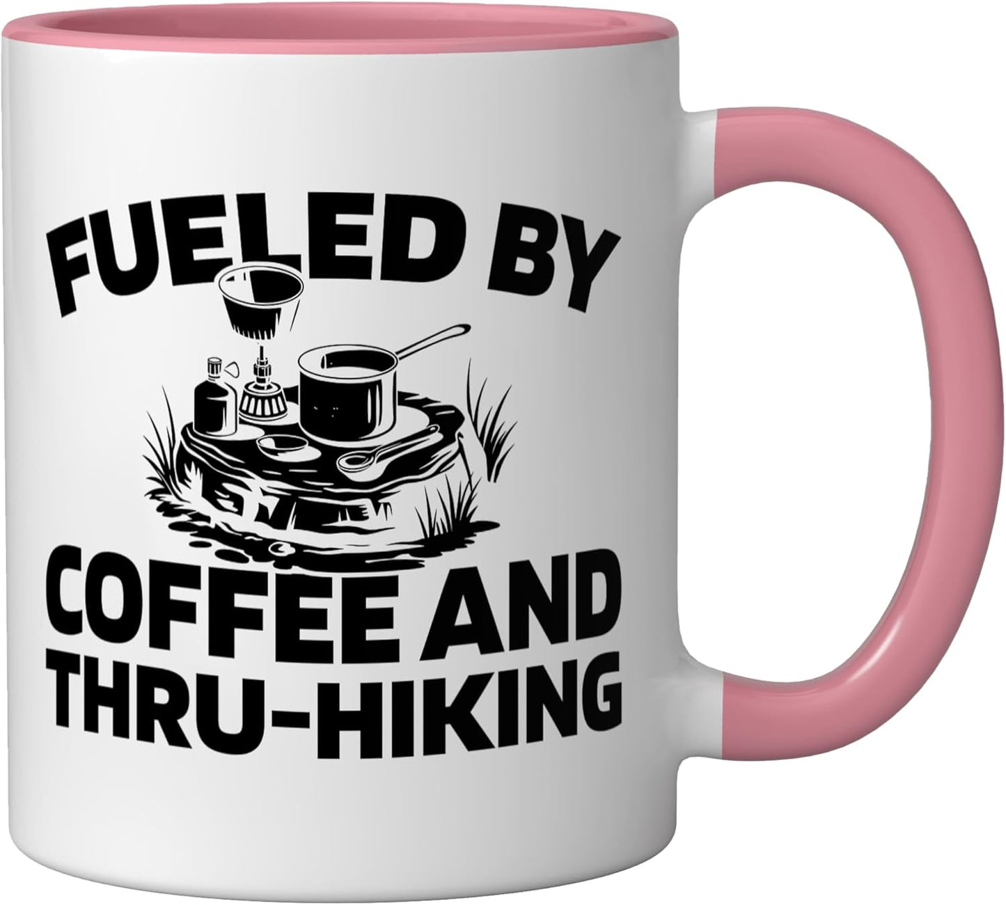 Taza Cerámica Caminata Senderismo Rosa/Blanco