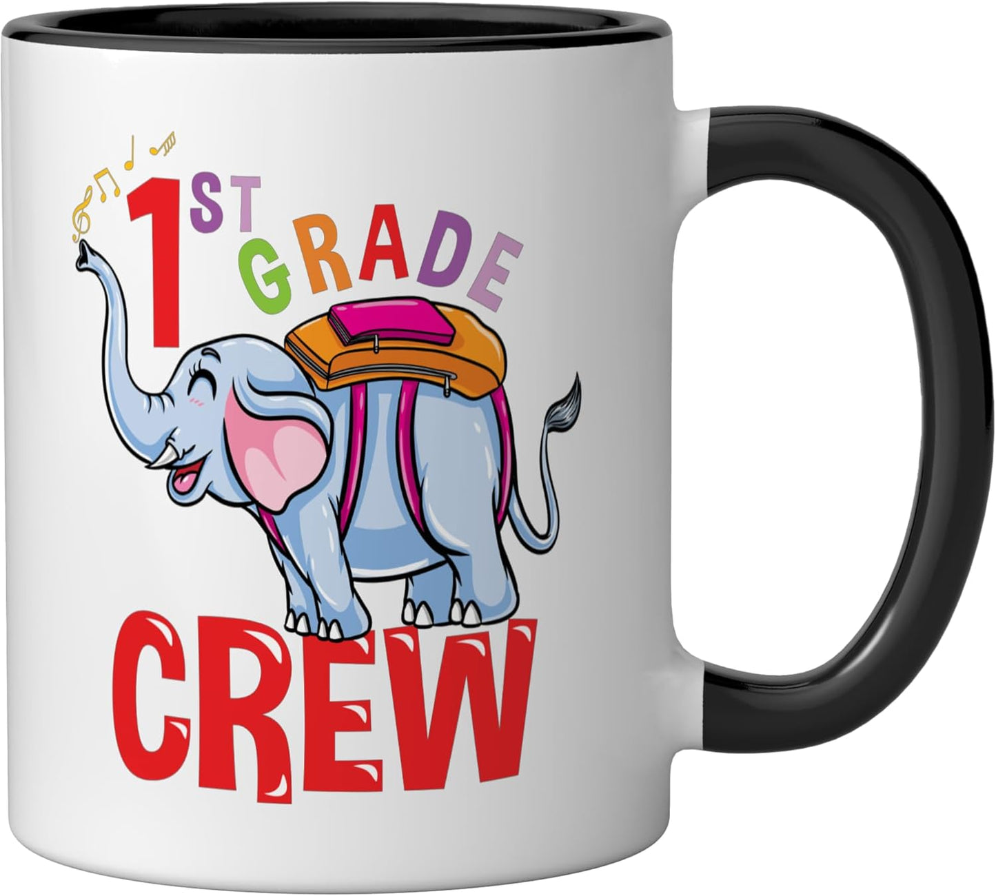 Taza Cerámica Elefante Primer Grado Negro/Blanco