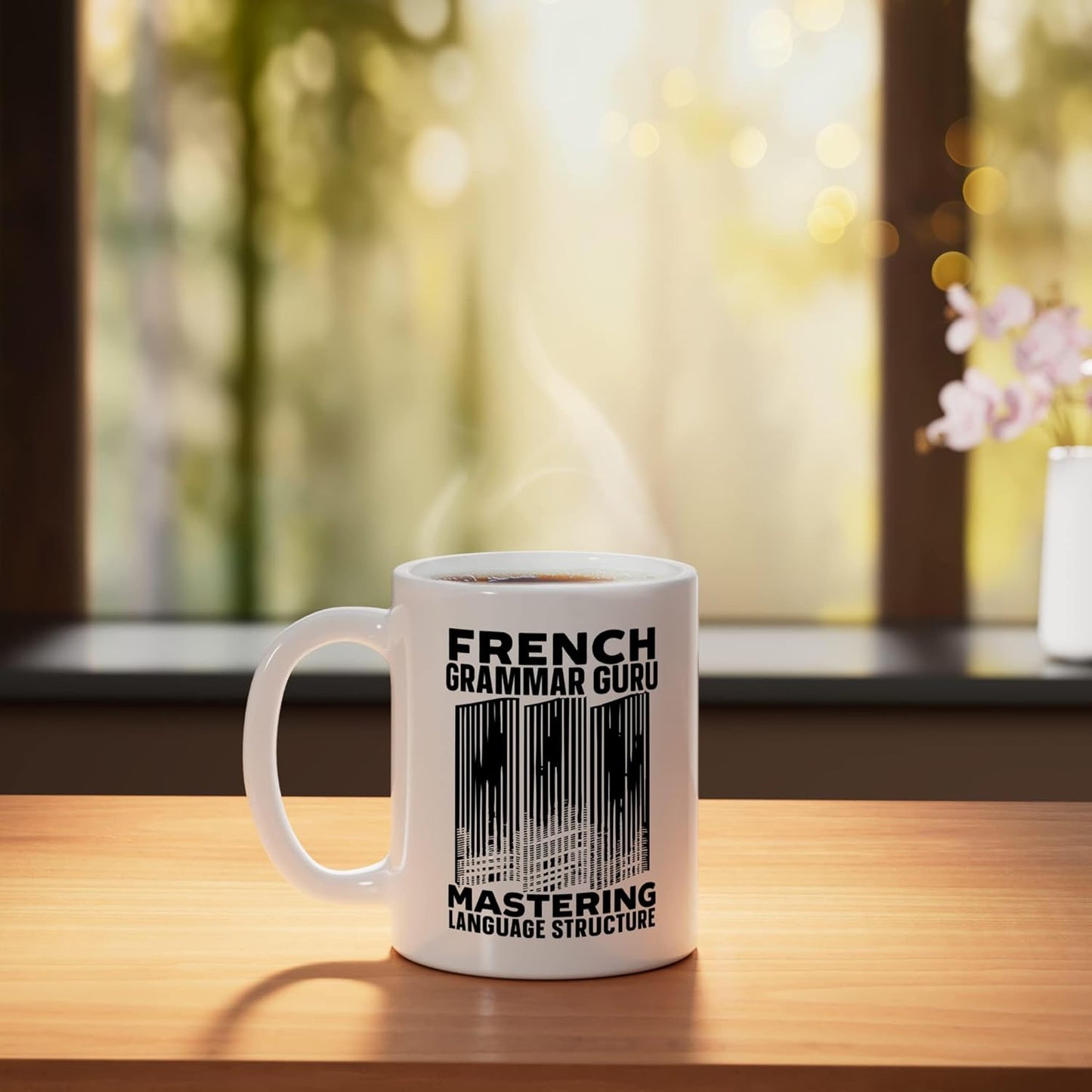 Taza Cerámica Aprender Francés Blanca