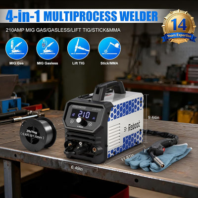 Soldador MIG 120V 4en1 con pantalla LED inversor IGBT