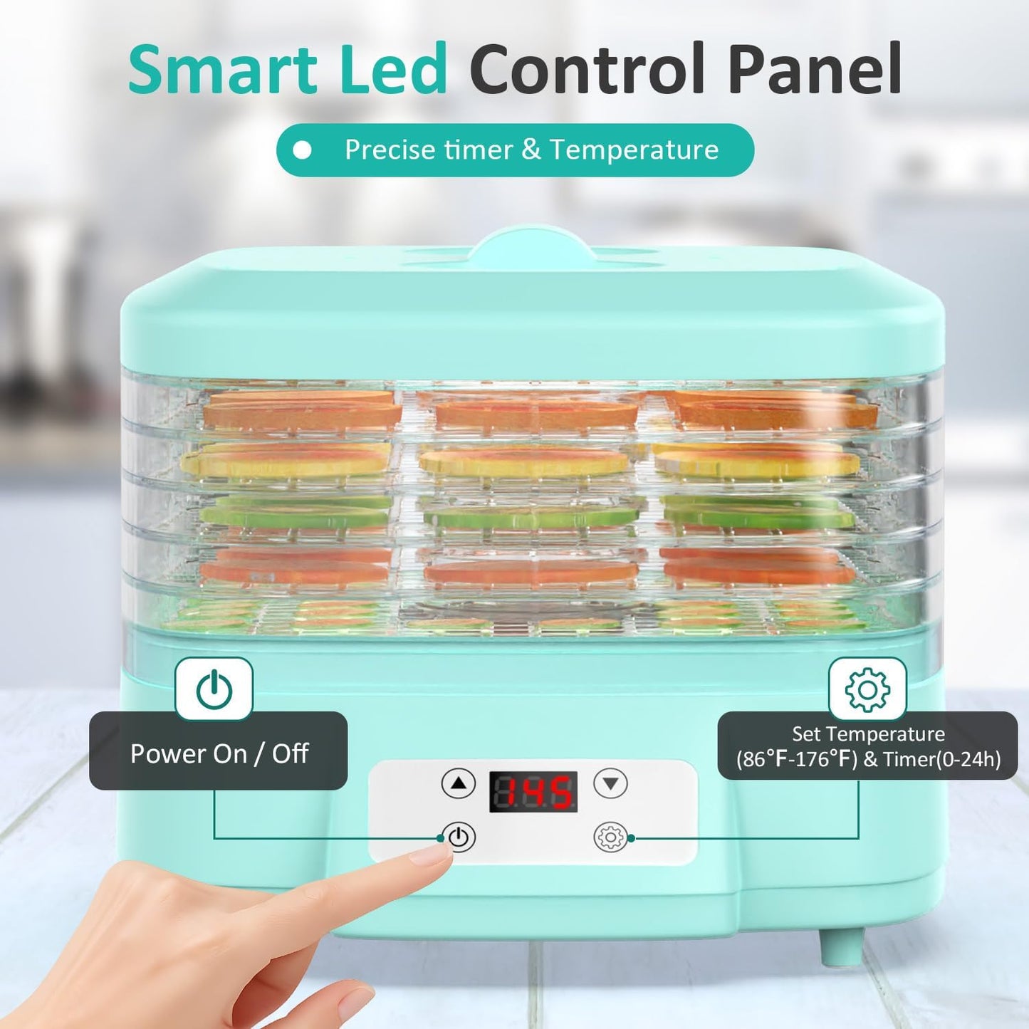Máquina deshidratadora 6 bandejas 200 W con control digital