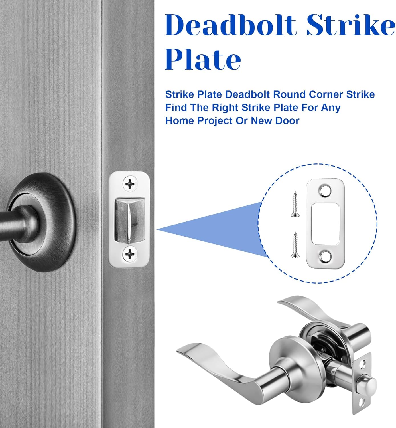 Set 2 placas bloqueo puerta exterior 1x2.25pulg metal resistente