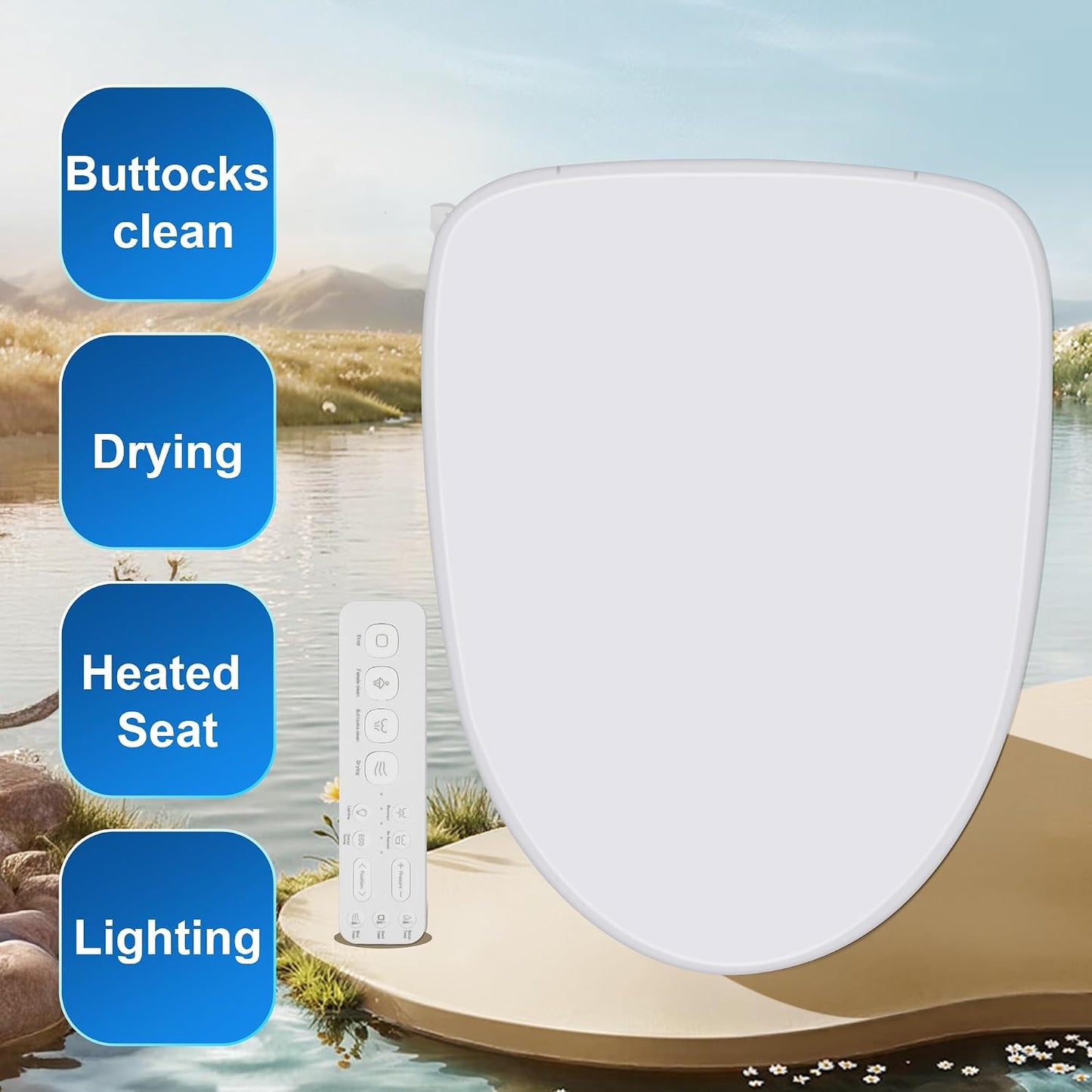 Asiento inodoro electrónico blanco con calefacción y lavado