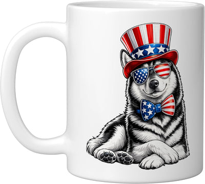 Taza Cerámica Husky Estadounidense Bandera 4 de Julio