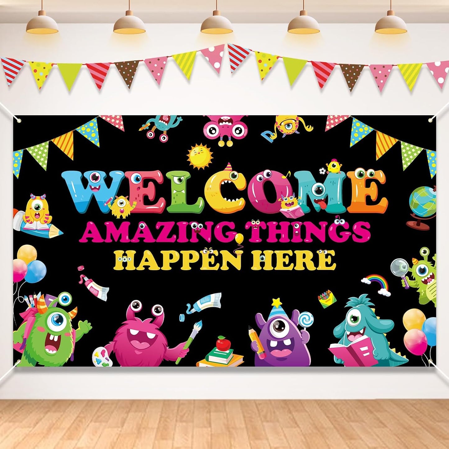 Cartel bienvenida primer día escuela decoración aula