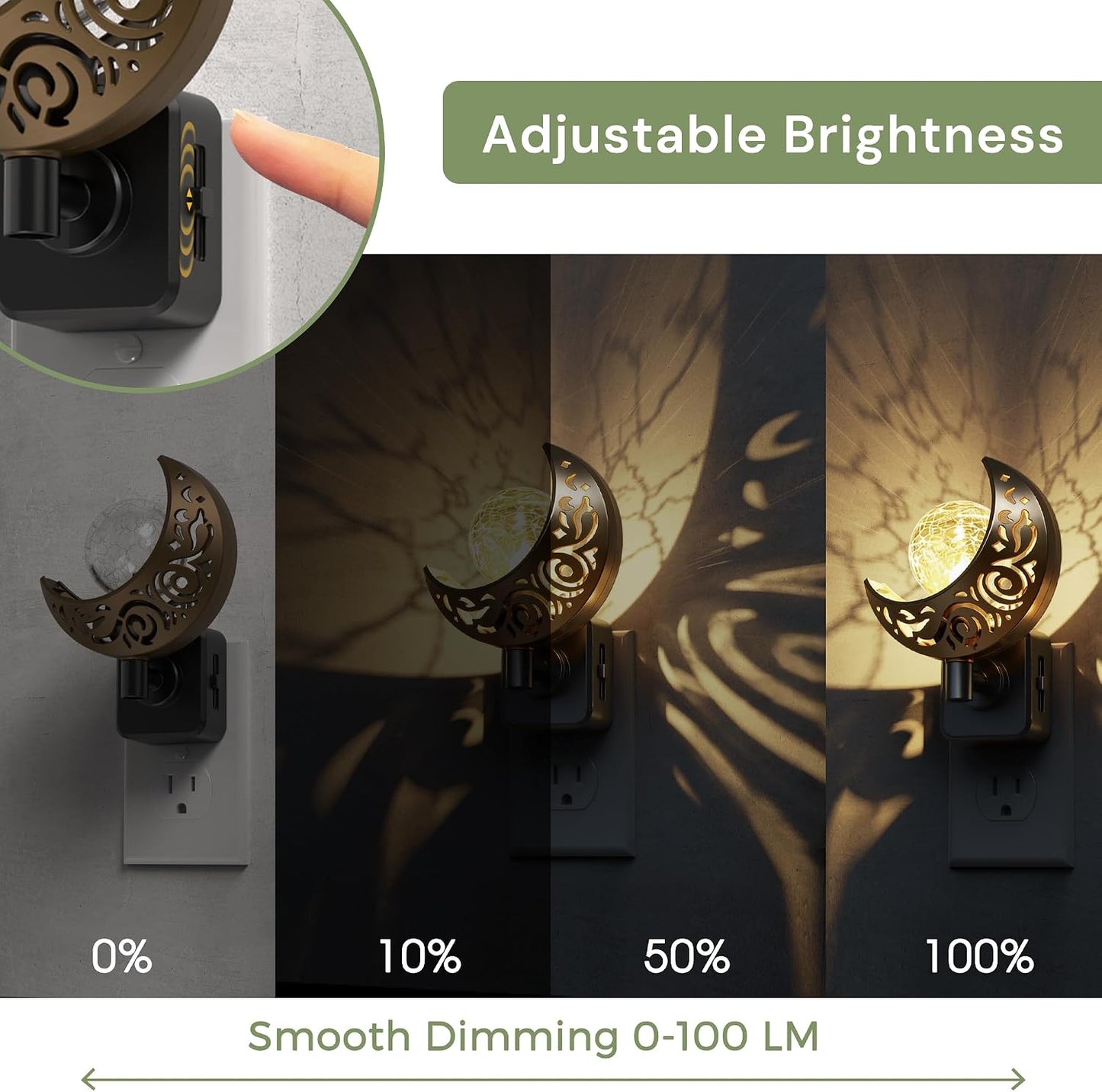 2 Luces Nocturnas Decorativas Globo Cristal Sensor Atardecer