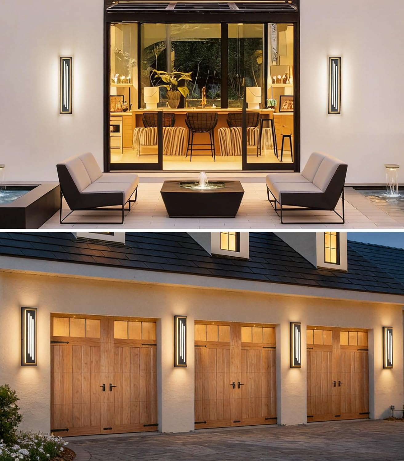 Aplique LED negro exterior 23.6pulg luces porche