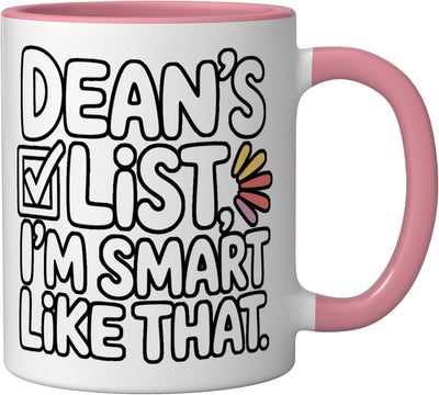 Taza cerámica Dean's List I'm Smart Like That rosa/blanca