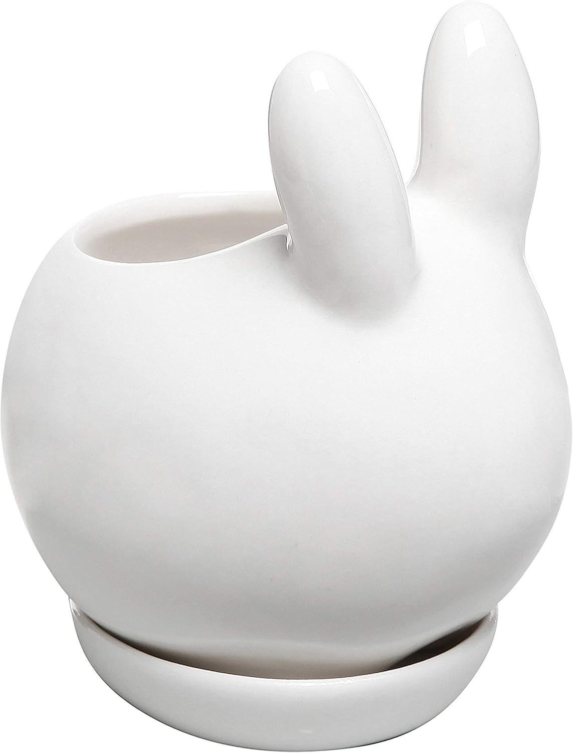 Maceta cerámica conejo para suculentas blanco