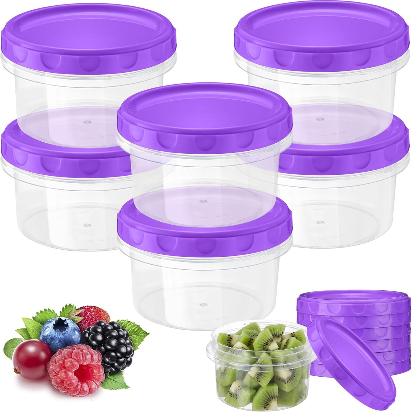 6 Pzas Recipientes Congelador 8oz Tapas Reutilizables