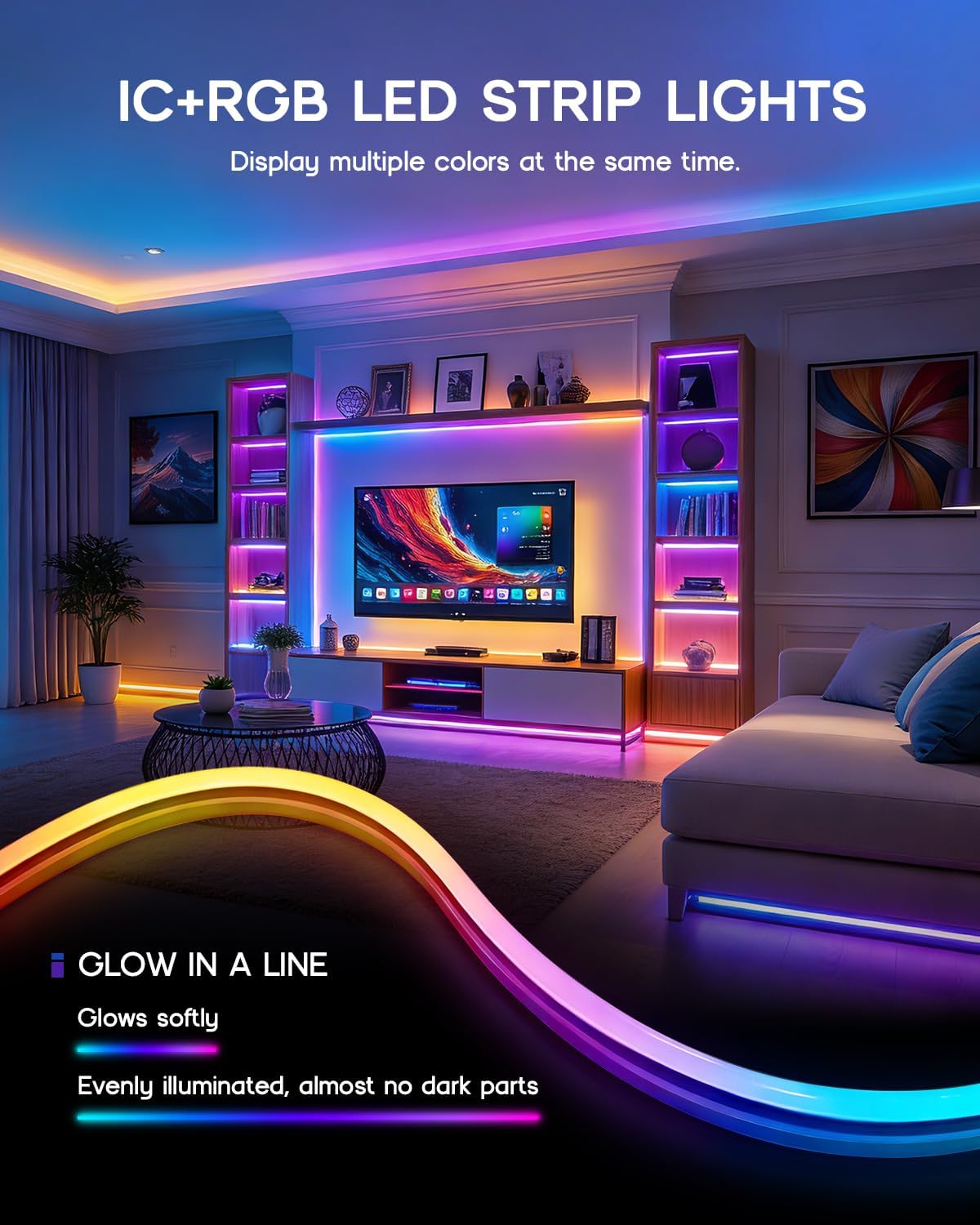 Tira luces LED ICRGB 16.4ft control app IP65 exterior e interior