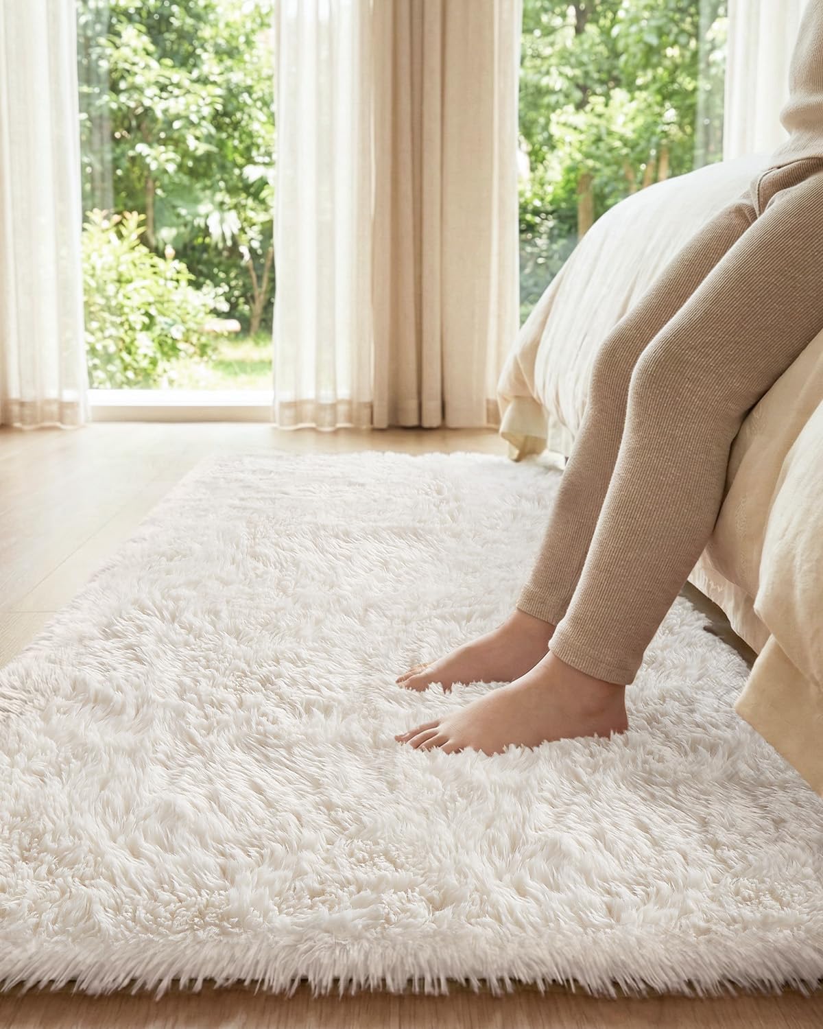 Alfombra pasillo 2x6 lavable antideslizante suave marfil