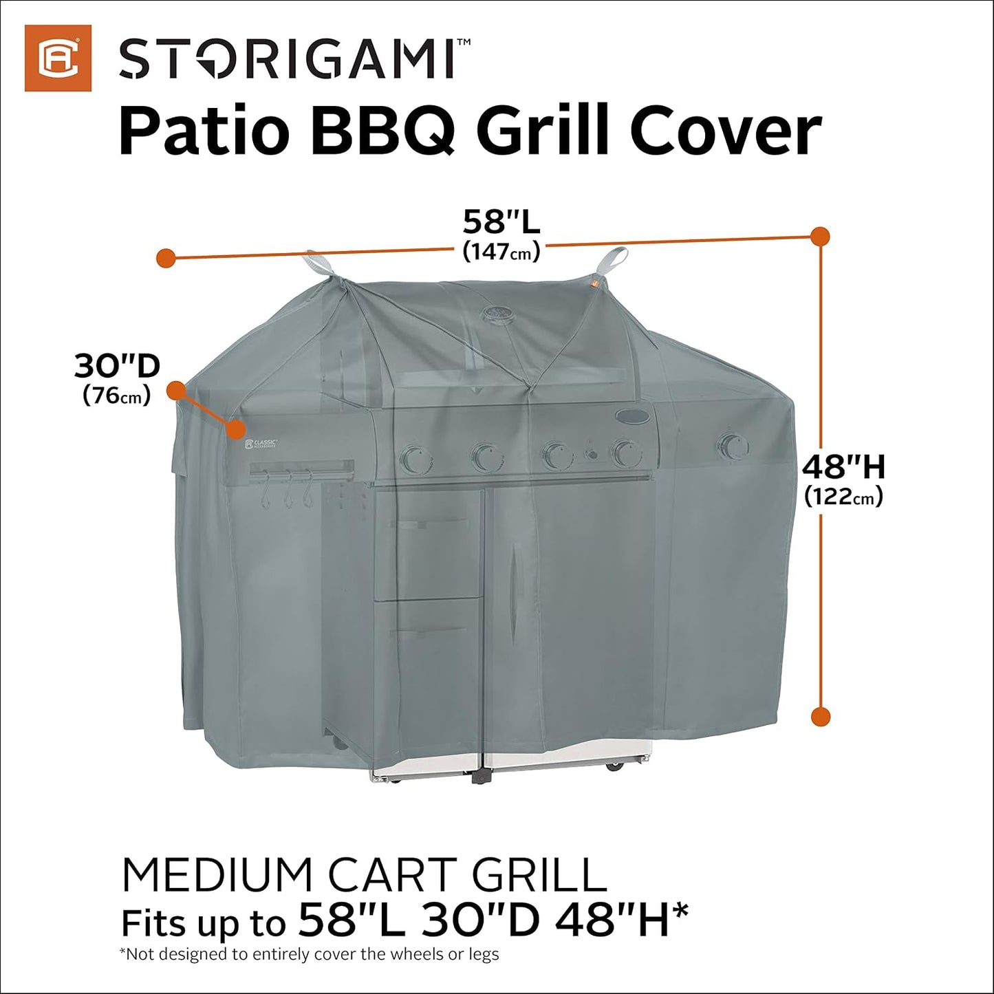Cubierta parrilla 58pulg resistente agua color gris