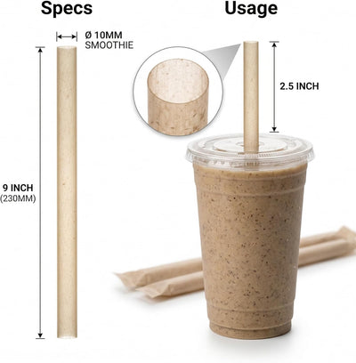 Tubos de boba biodegradables sin BPA con punta afilada, 24H no empapados, 100 unidades