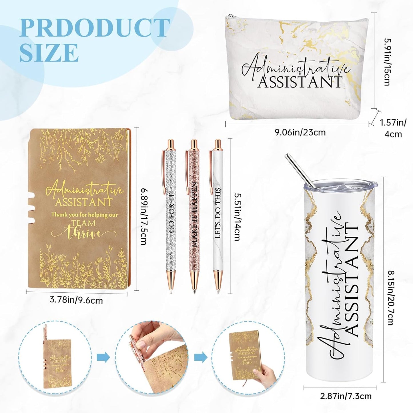 6 Pzas Regalos Administrativos para Mujer 20oz Bolsa Maquillaje