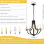 Candelabro negro 5 luces 21pulg moderno rústico ajustable