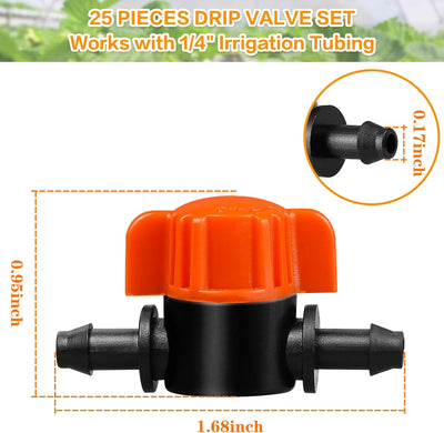 Válvula corte riego 1/4 pulg set 25 interruptores