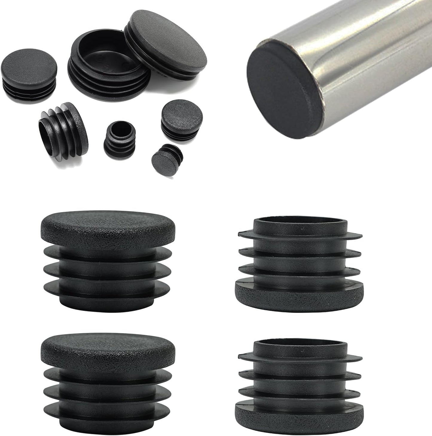 Tapones plástico 1-3/8pulg negro para patas silla