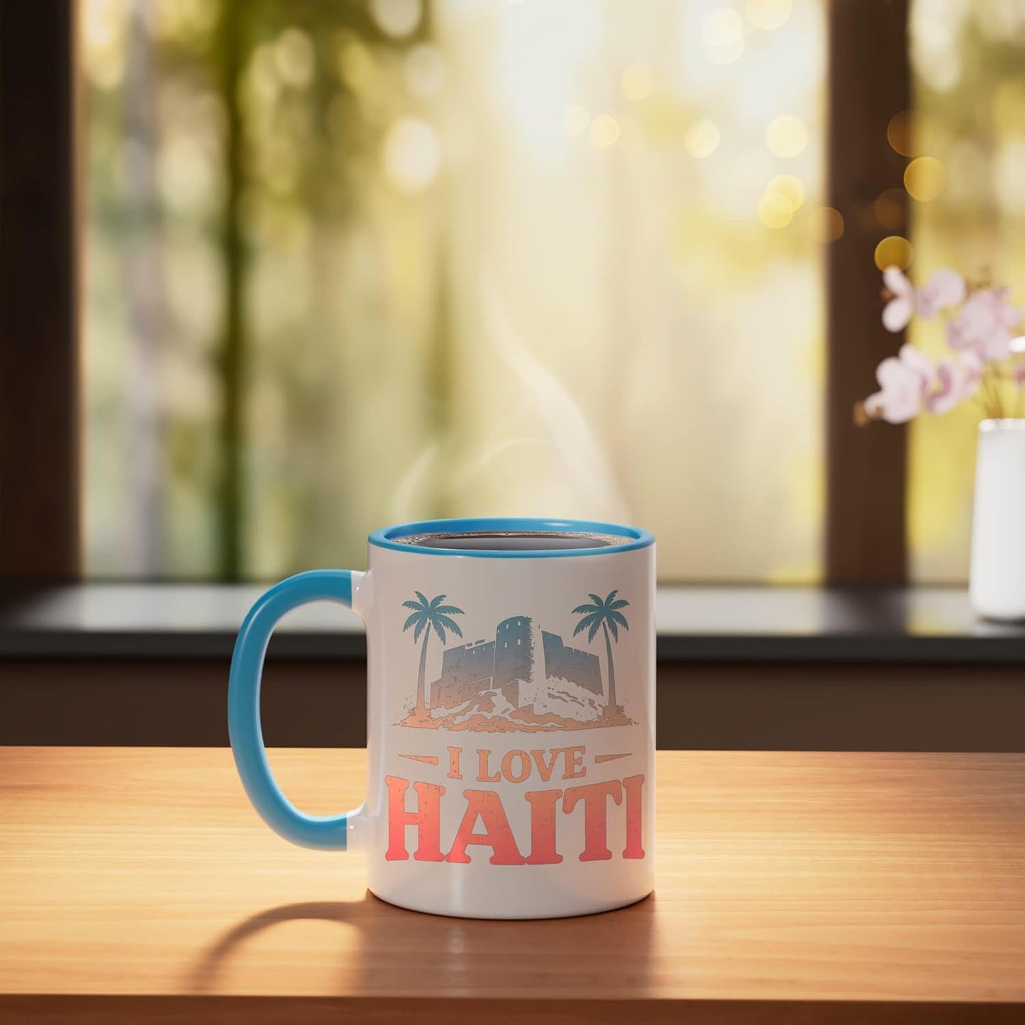 Taza Cerámica I Love Haiti Azul/Blanco
