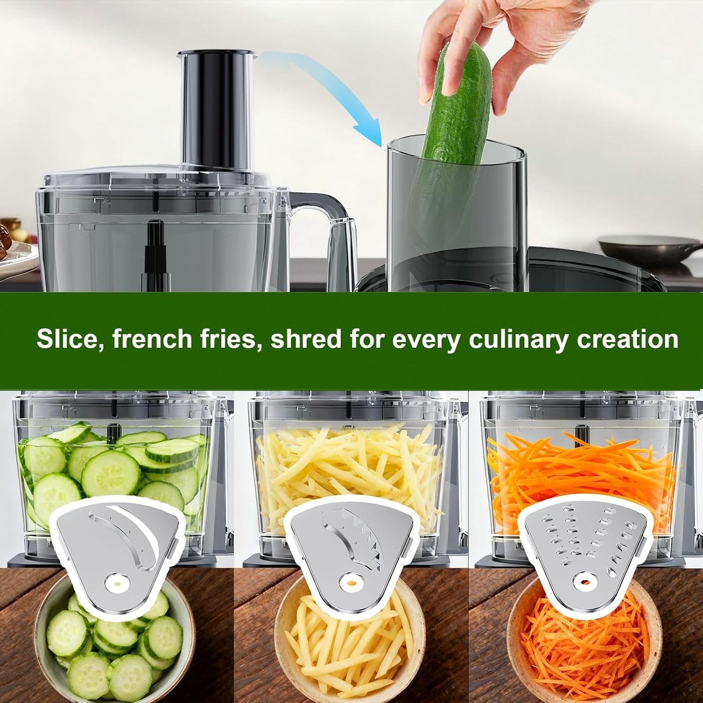 Procesador alimentos 600W rebanado picado hielo 6 preajustes