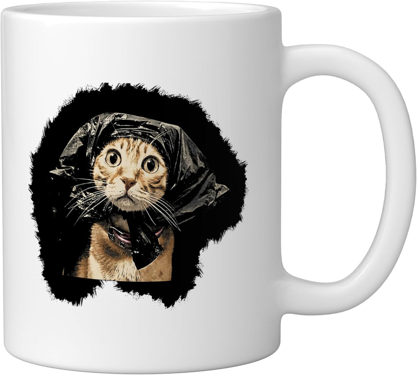 Taza cerámica con meme de gato divertido