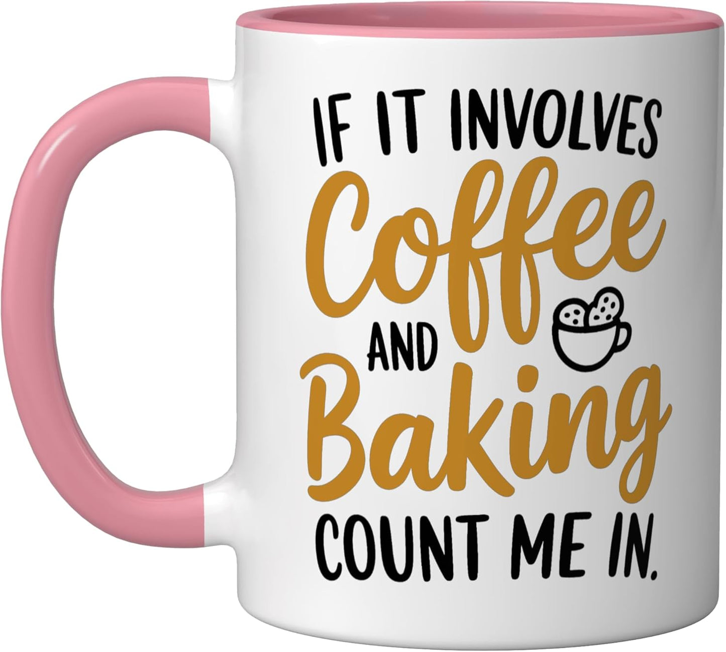 Taza Cerámica Cocina Cafetera Estilo Tipografía Rosa/Blanca