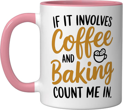Taza Cerámica Cocina Cafetera Estilo Tipografía Rosa/Blanca