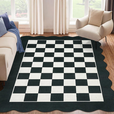 Alfombra festoneada 5x7ft sala moderna antideslizante lavable