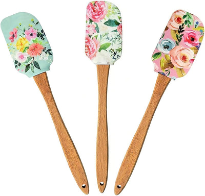Juego de 3 espátulas florales antiadherentes de silicona para hornear