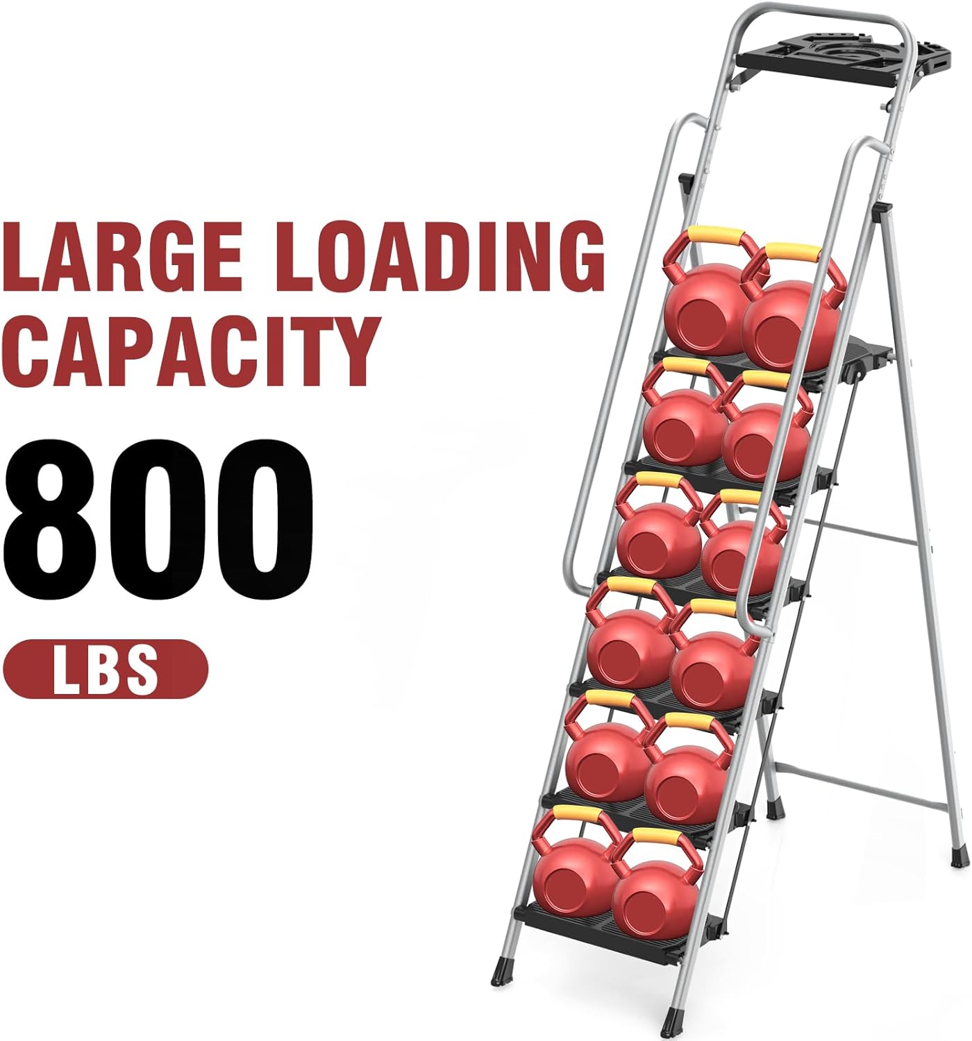 Taburete plegable 6 escalones bandeja herramientas 800lb