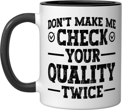 Taza cerámica para especialista en control de calidad negro/blanco