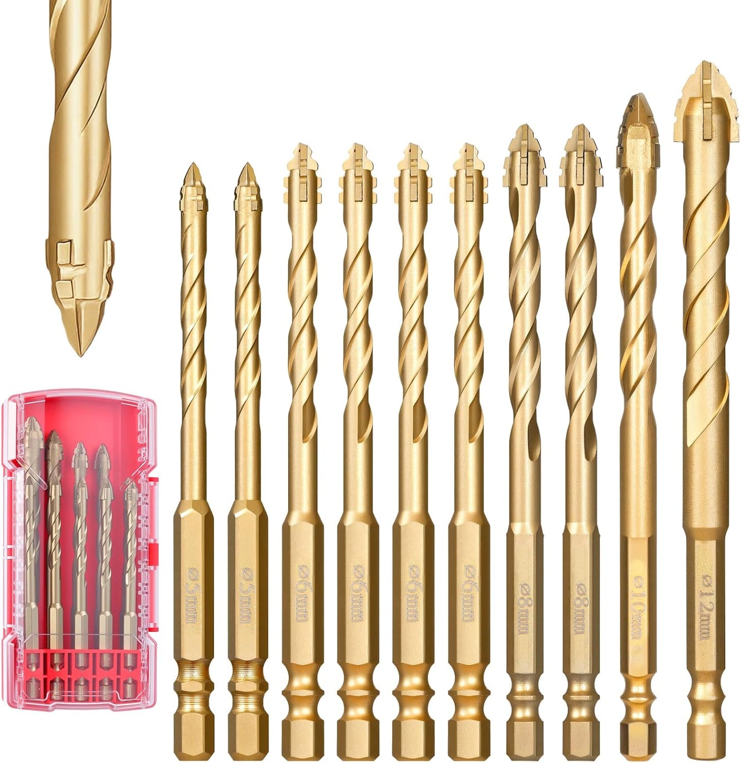 Set 4 Brocas Carburo Excéntrico Dientes Hormigón Madera Cerámica