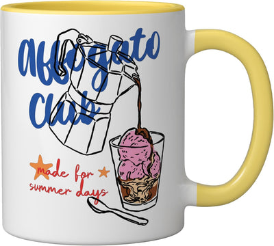 Taza cafetera italiana Affogato estilo café cerámica amarilla/blanca