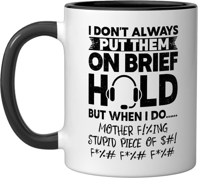 Taza de cerámica para representante de servicio al cliente divertido negro/blanco