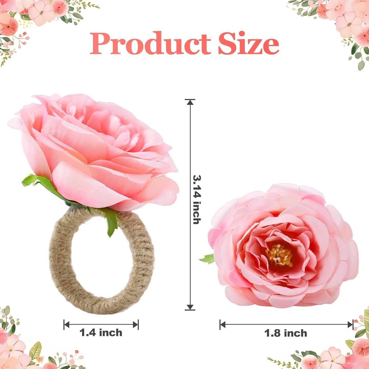 Juego de 6 servilleteros florales de primavera para bodas y fiestas
