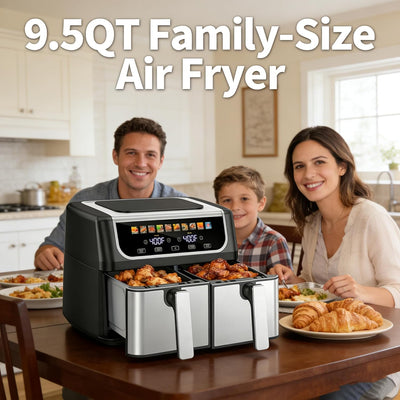 Freidora de aire doble cesta 9.5 galones 1700 W con control de temperatura