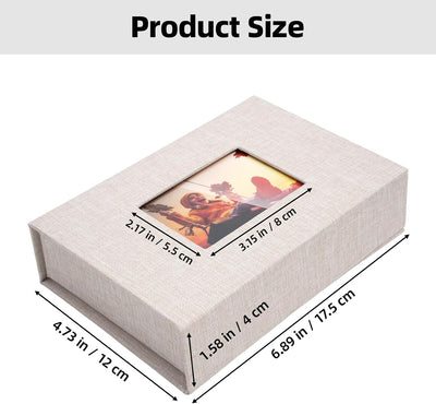 Caja fotos lino 4x6pulg con ventana elegante
