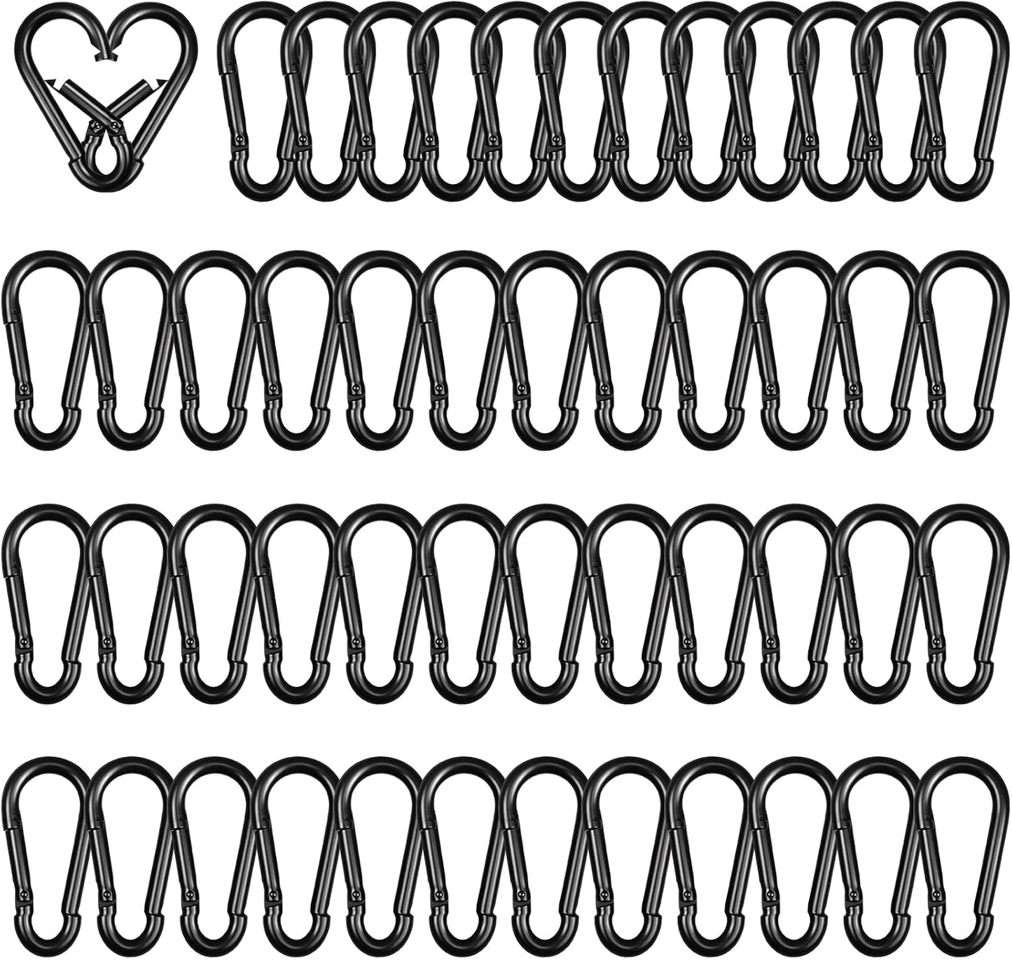 Set 50 mosquetones acero galv. negro resistente