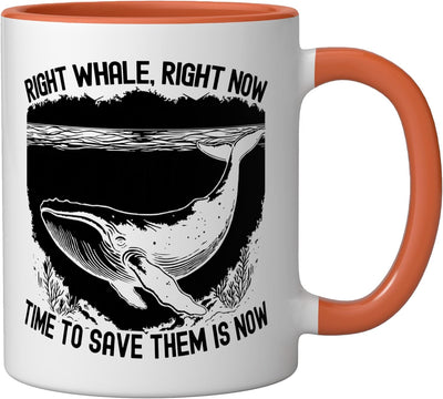 Taza Cerámica Derecho Ballena Atlántico Naranja/Blanco