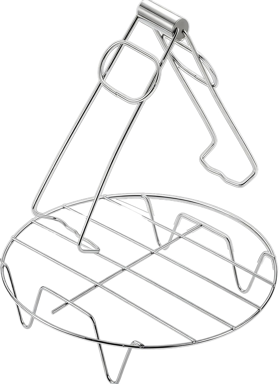 Juego de pinzas de acero inoxidable con soporte redondo para olla a presión y frío, kit de 2 piezas