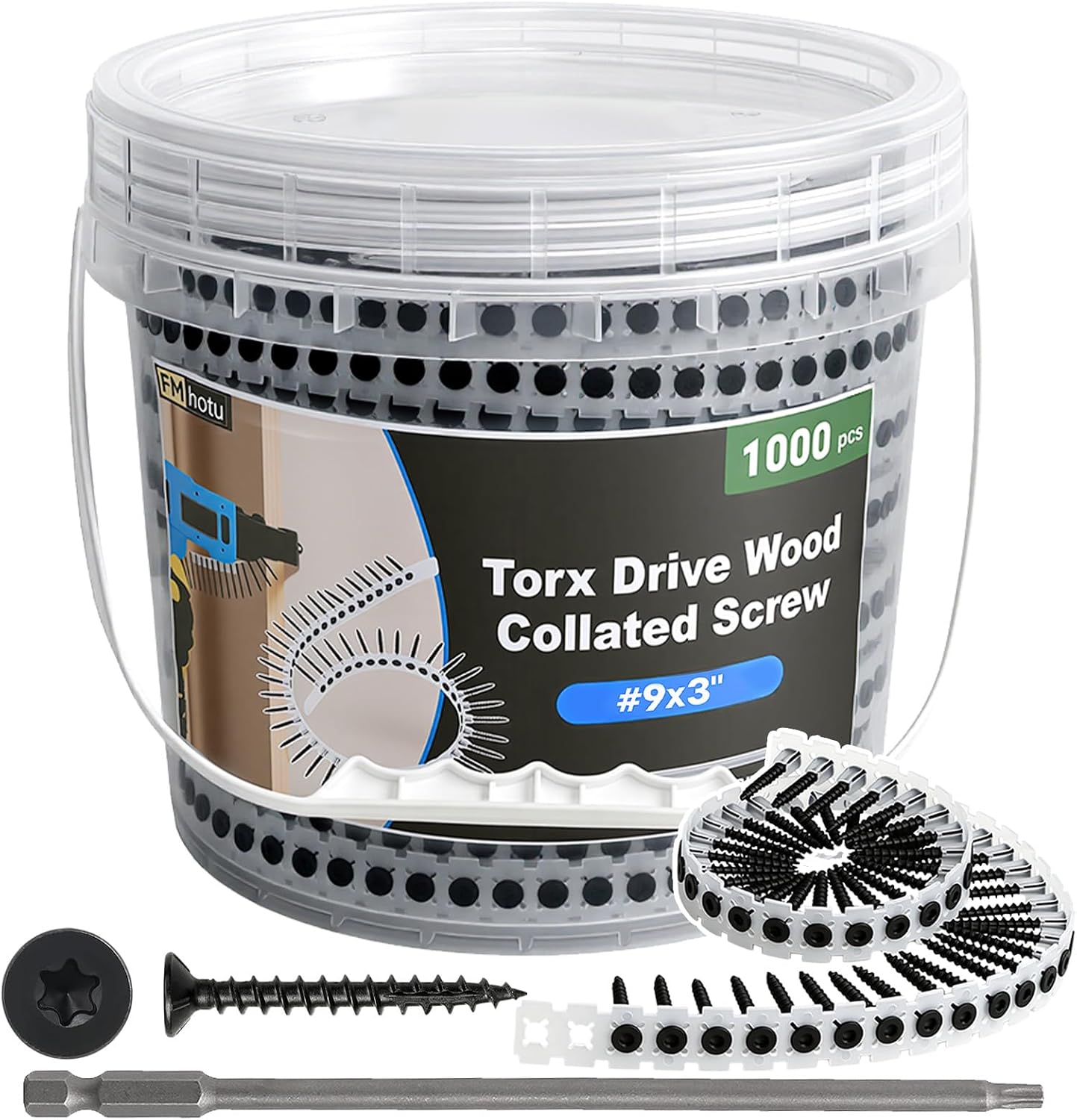 Tornillos yeso #9x3 1000 s madera Torx negros punta afilada