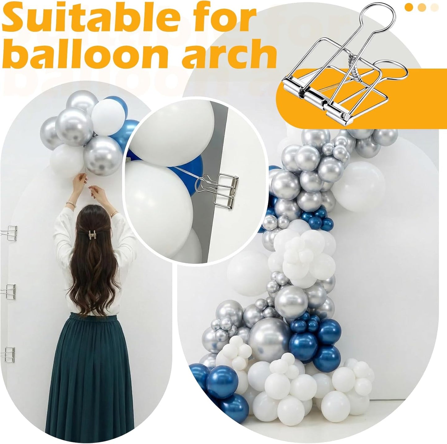 8 Clips Arco Globos Metal 3.8x2pulg Soporte Telón Decoración